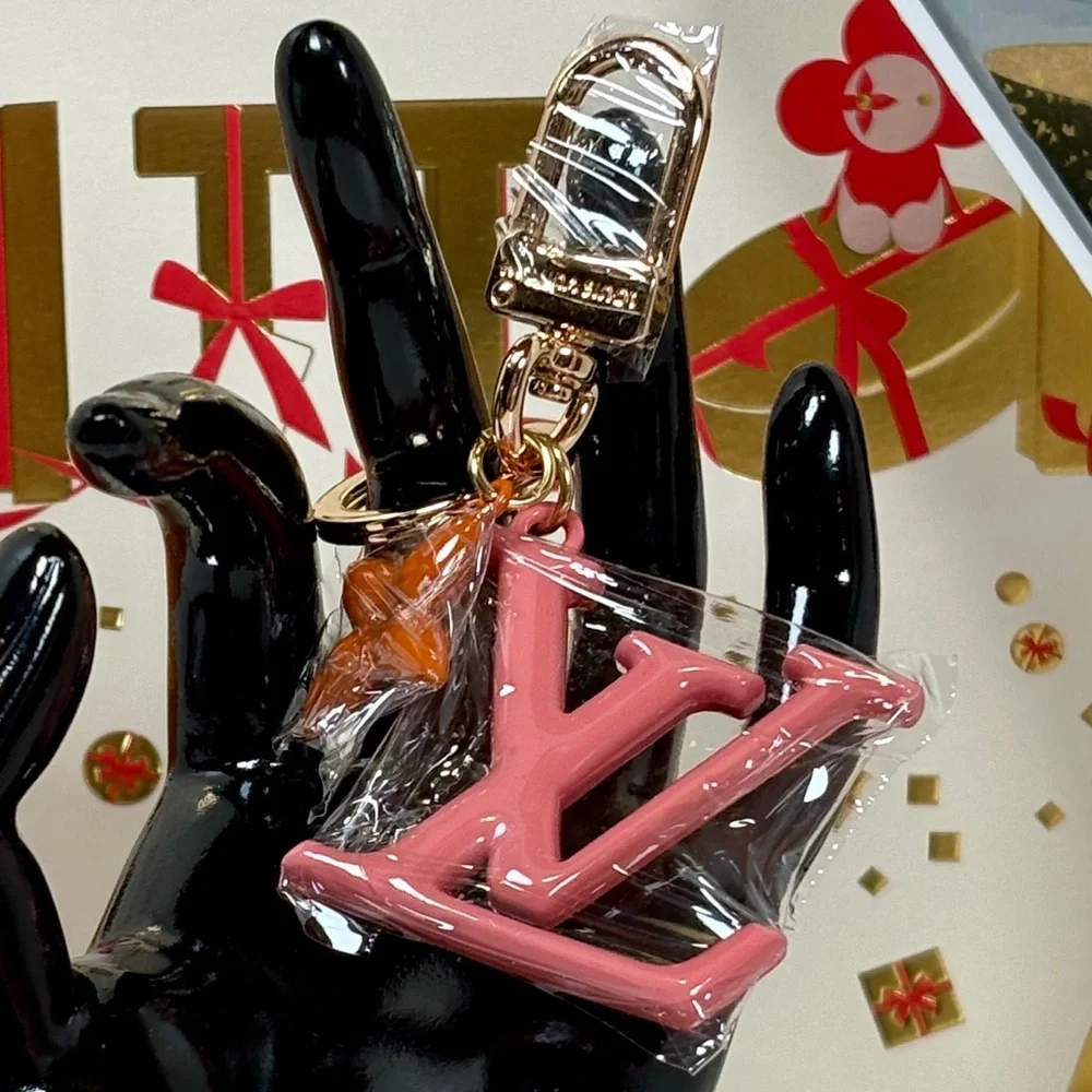 A-1DC-41: BAG CHARM/ KEYCHAIN: Pinkish-Coral, Orange and Golden Accents, NWOT